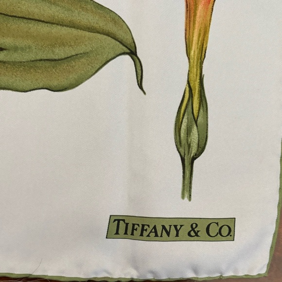 Vintage Tiffany & Co “A Study Of Plants” Light Blue Silk Scarf - Picture 4 of 7